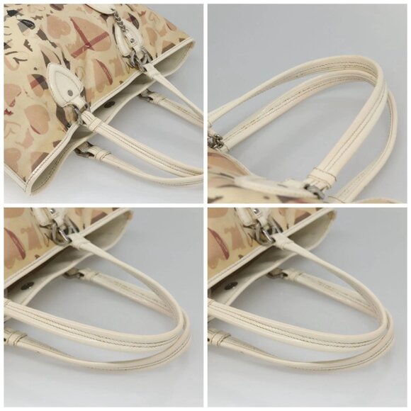 BURBERRY Nova Check Tote Bag PVC Ivory Silver Auth MX420 - Picture 16 of 16